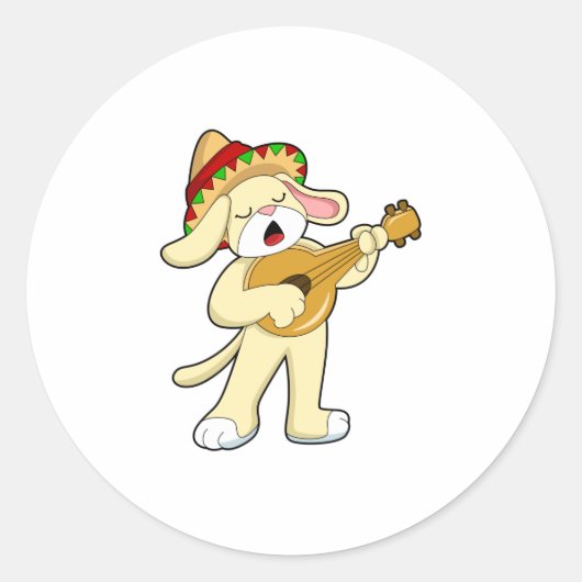 Musik mit Gitarre spielen Runder Aufkleber (Vorderseite)