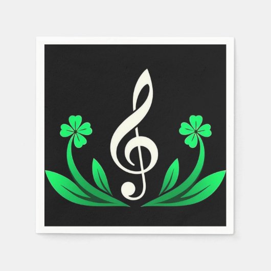 Musik mit glücklichem Klee Serviette (Vorderseite)