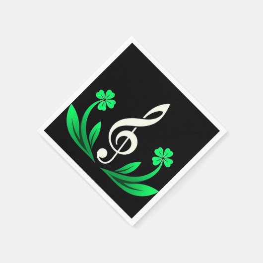 Musik mit glücklichem Klee Serviette (Ecke)