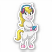 Musik mit Kopfhörer hören Aufkleber (Vorderseite)