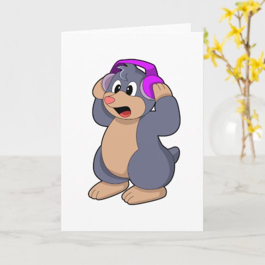 Musik mit Kopfhörer Karte (Gelbe Blume)