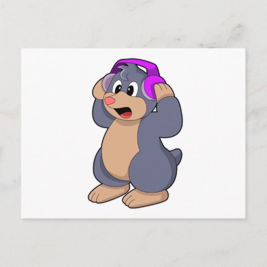 Musik mit Kopfhörer Postkarte (Vorderseite)