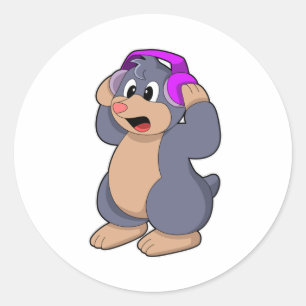 Musik mit Kopfhörer Runder Aufkleber