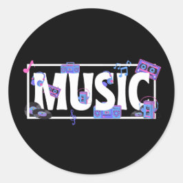 Musik mit Musik Runder Aufkleber