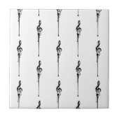 Musik Motif Melting Treble Clef Schwarz-Weiß-Musik Fliese (Vorderseite)