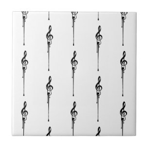 Musik Motif Melting Treble Clef Schwarz-Weiß-Musik Fliese