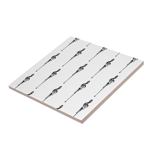 Musik Motif Melting Treble Clef Schwarz-Weiß-Musik Fliese (Seite)