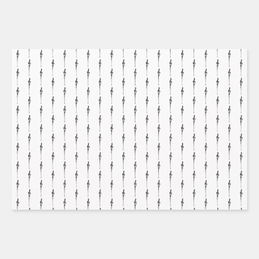 Musik Motif Melting Treble Clef Schwarz-Weiß-Musik Geschenkpapier Set (Vorderseite 2)