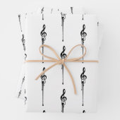 Musik Motif Melting Treble Clef Schwarz-Weiß-Musik Geschenkpapier Set (Beispiel)
