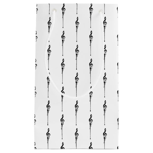 Musik Motif Melting Treble Clef Schwarz-Weiß-Musik Kleine Geschenktüte (Vorderseite)