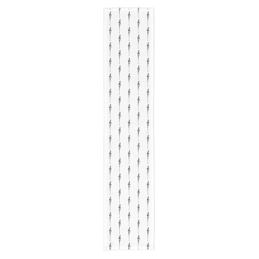 Musik Motif Melting Treble Clef Schwarz-Weiß-Musik Kurzer Tischläufer (Vorderseite)