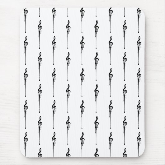 Musik Motif Melting Treble Clef Schwarz-Weiß-Musik Mousepad (Vorne)