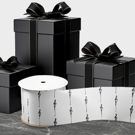 Musik Motif Melting Treble Clef Schwarz-Weiß-Musik Satinband