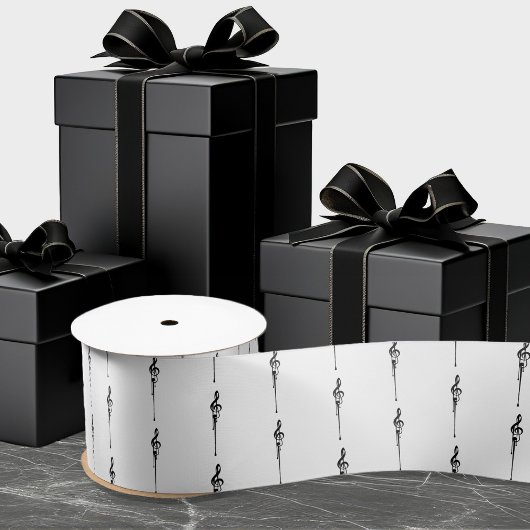 Musik Motif Melting Treble Clef Schwarz-Weiß-Musik Satinband