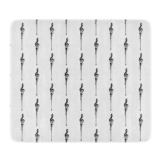Musik Motif Melting Treble Clef Schwarz-Weiß-Musik Schneidebrett (Vorderseite)