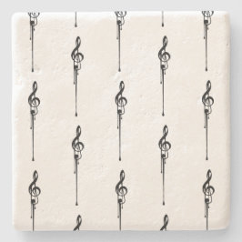 Musik Motif Melting Treble Clef Schwarz-Weiß-Musik Steinuntersetzer