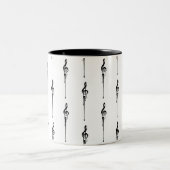 Musik Motif Melting Treble Clef Schwarz-Weiß-Musik Zweifarbige Tasse (Mittel)