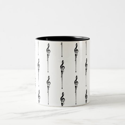 Musik Motif Melting Treble Clef Schwarz-Weiß-Musik Zweifarbige Tasse (Mittel)