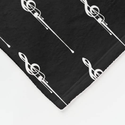 Musik Motif Melting Treble Clef Weiß und Schwarz Fleecedecke (Ecke)