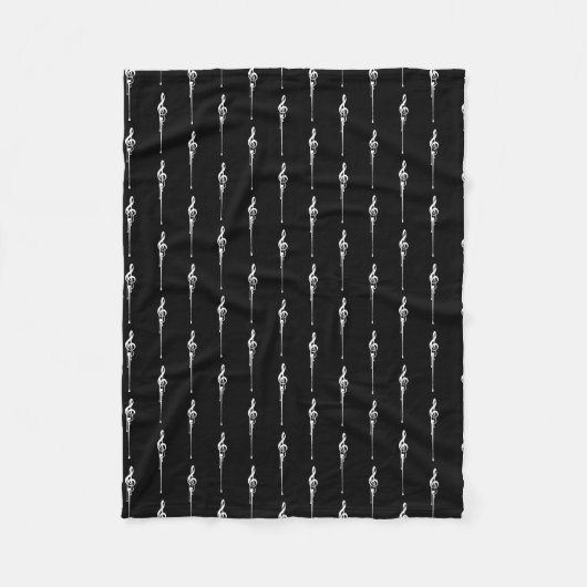 Musik Motif Melting Treble Clef Weiß und Schwarz Fleecedecke (Vorderseite)