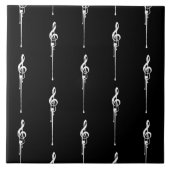 Musik Motif Melting Treble Clef Weiß und Schwarz Fliese (Vorderseite)