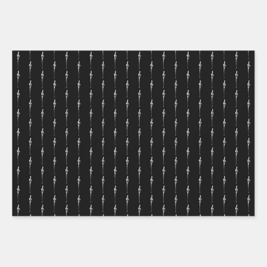 Musik Motif Melting Treble Clef Weiß und Schwarz Geschenkpapier Set (Vorderseite 2)