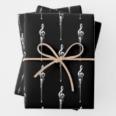 Musik Motif Melting Treble Clef Weiß und Schwarz Geschenkpapier Set (Beispiel)