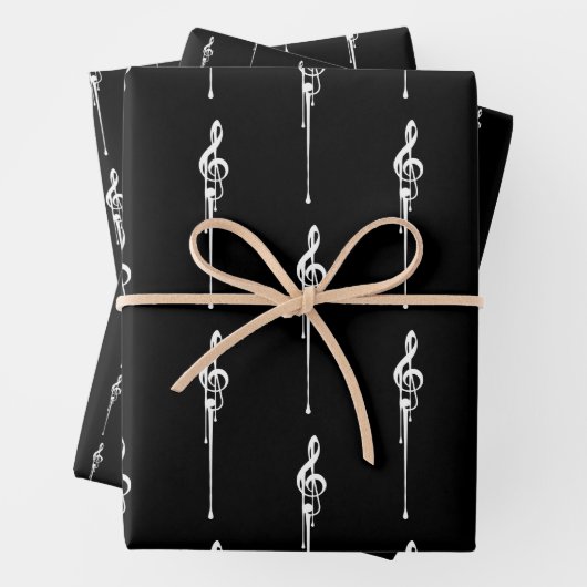 Musik Motif Melting Treble Clef Weiß und Schwarz Geschenkpapier Set (Beispiel)