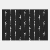 Musik Motif Melting Treble Clef Weiß und Schwarz Geschenkpapier Set (Vorderseite)