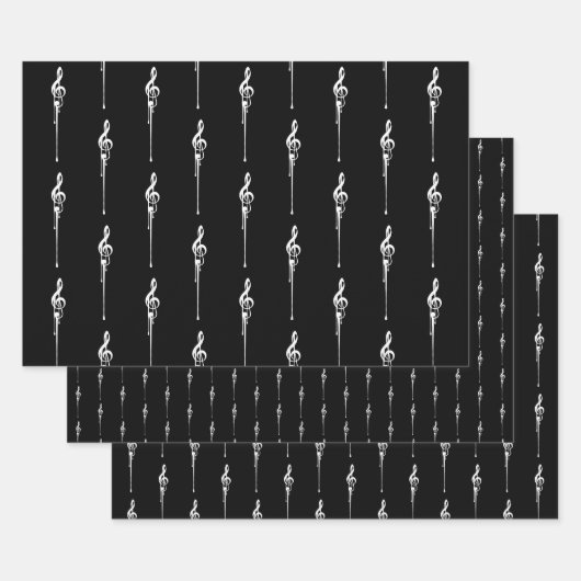 Musik Motif Melting Treble Clef Weiß und Schwarz Geschenkpapier Set (Set)