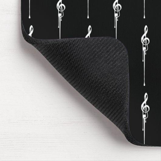 Musik Motif Melting Treble Clef Weiß und Schwarz Mousepad (Ecke)