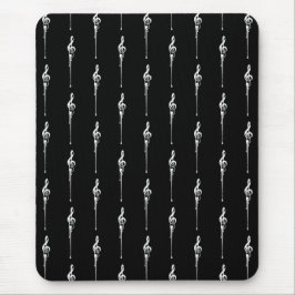 Musik Motif Melting Treble Clef Weiß und Schwarz Mousepad