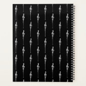Musik Motif Melting Treble Clef Weiß und Schwarz Planer (Rückseite)