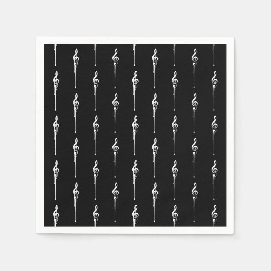 Musik Motif Melting Treble Clef Weiß und Schwarz Serviette (Vorderseite)