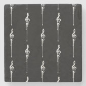 Musik Motif Melting Treble Clef Weiß und Schwarz Steinuntersetzer (Vorderseite)