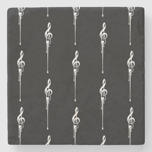 Musik Motif Melting Treble Clef Weiß und Schwarz Steinuntersetzer (Vorderseite)