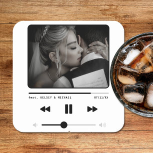 Musik MP3 Player Hochzeit Weiß Rechteckiger Pappuntersetzer