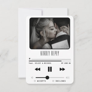 Musik MP3 Player Hochzeitsfoto Weiß RSVP Karte