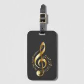 Musik, Musik, Musik, Treble clever in Gold, Gepäckanhänger (Vorderseite Vertikal)