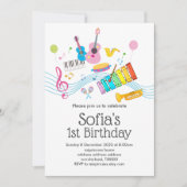 Musik, musikalische Instrumente, Drum-Kids singen Einladung (Vorderseite)