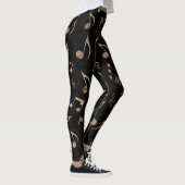 Musik-Muster - Schwarzes und Gold Leggings (Rechts)