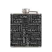 MUSIK-Muster-Wortwolke Flachmann (Rückseite)