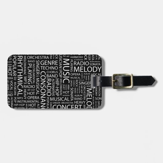 MUSIK-Muster-Wortwolke Gepäckanhänger (Vorderseite horizontal)
