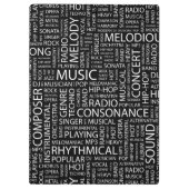 MUSIK-Muster-Wortwolke Klemmbrett (Rückseite)
