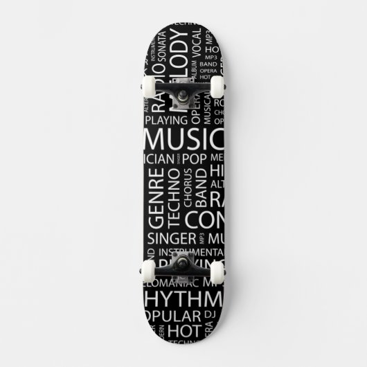 MUSIK-Muster-Wortwolke Skateboard (Vorderseite)