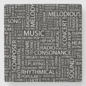 MUSIK-Muster-Wortwolke Steinuntersetzer (Vorderseite)