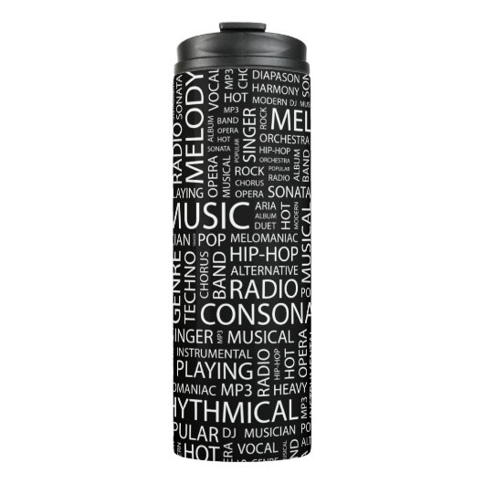 MUSIK-Muster-Wortwolke Thermosbecher (Vorderseite)