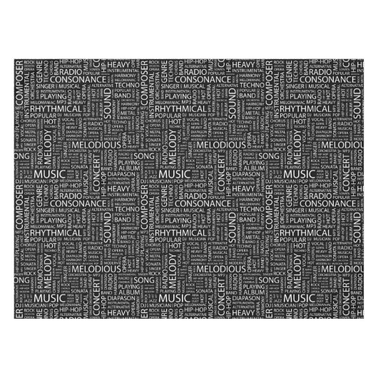 MUSIK-Muster-Wortwolke Tischdecke (Vorderseite (Horizontal))
