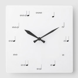 MUSIK NOTE WALL CLOCK SCHWARZ UND WEISS QUADRATISCHE WANDUHR