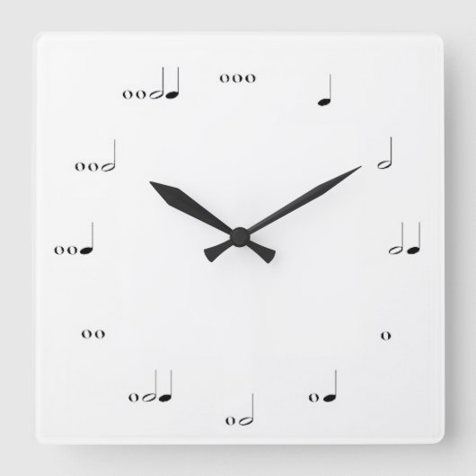 MUSIK NOTE WALL CLOCK SCHWARZ UND WEISS QUADRATISCHE WANDUHR (Vorderseite)